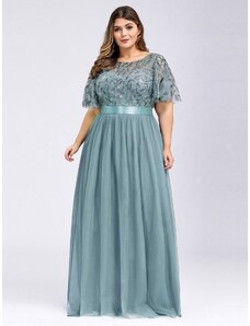 AMELY:Κοντομάνικο μακρύ φόρεμα ANGIE MINT (ΝΟΥΜΕΡΑ ΜΕΧΡΙ 7XL - EU58)