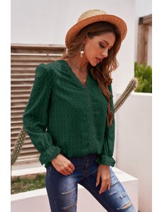 AMELY:πράσινο πουά δαντελένιο μπλουζάκι LATRICIA GREEN