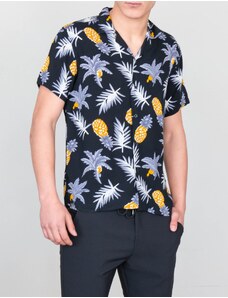 Huxley and Grace Ανδρικό μαύρο φλοράλ κοντομάνικο πουκάμισο 22331B