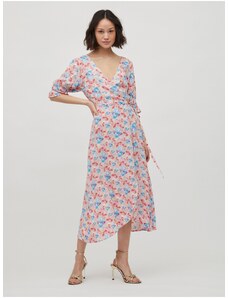 Απαλό ροζ Floral Wrap Midish φόρεμα VILA Elegance - Γυναικεία