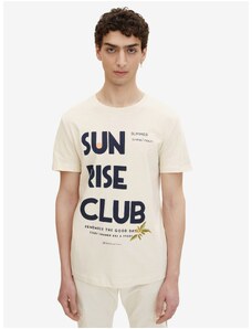 Κρεμ Ανδρικό T-Shirt με Tom Tailor Denim Print - Ανδρικά