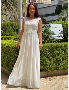 Amorada Φόρεμα μάξι μουσελίνα "Florence" άσπρο