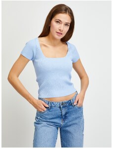 Γαλάζιο Γυναικείο Ribbed Cropped T-Shirt Guess - Γυναικεία