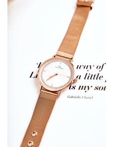 Kesi Γυναικείο αναλογικό ρολόι Giorgio &; Dario με κυβικά ζιργκόν Ροζ χρυσό