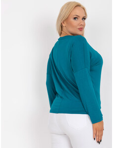 Fashionhunters Plus size blouse made of marine viscose with a V-neck Elisa
