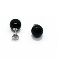Ασημένιο σκουλαρίκι #8, επιροδιωμένο, Πέρλα Mαύρη, Γυναικείο, ABP-E20096-m8 | Asimi Body Piercing