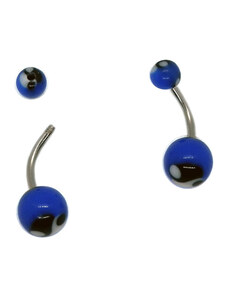 Σκουλαρίκι Αφαλού Ατσάλι και Ακρυλικό - Μπλε, Unisex, ABP-B30025-blue | Asimi Body Piercing