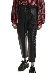 Lotus Eaters Trousers With Leather Effect-Black