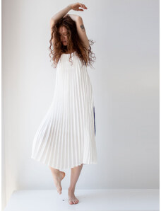 Sotris collection | Πλισέ φόρεμα με φιόγκους στην πλάτη Λευκό