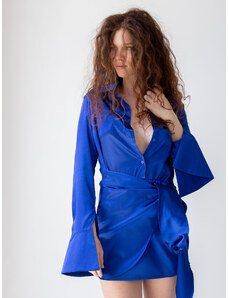 Sotris collection | Σεμιζιέ φόρεμα με δετή λεπτομέρεια Μπλε