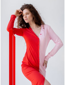 Sotris collection | Ριπ σεμιζιέ φόρεμα δίχρωμο Κόκκινο/Ροζ