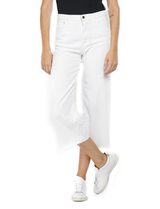 Replay Fahra Jeans High Waist Crop Wide Leg Fit-White