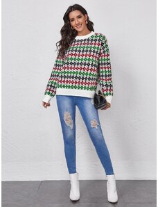 OEM Πολύχρωμο πουλόβερ με γεωμετρικό μοτίβο multicolor