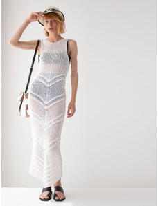 Sotris collection | Πλεκτό φόρεμα με κυματιστές ραφές Λευκό