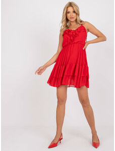 Fashionhunters OCH BELLA κόκκινο μίνι φόρεμα με βολάν