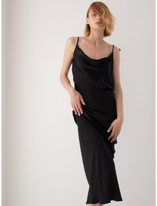 Sotris collection | Γοργονέ φόρεμα με δετή τιράντα Μαύρο
