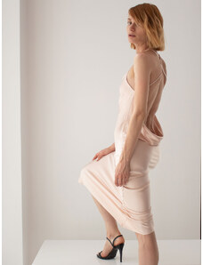 Sotris collection | Γοργονέ φόρεμα με χιαστί πλάτη Μπεζ