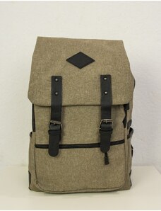 Huxley and Grace Ανδρικό μπεζ υφασμάτινο Backpack με τσεπάκια 50502B