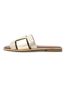 LEATHER CROCO FLAT SANDALS WOMEN BACALI COLLECTION
