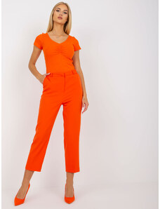 Fashionhunters Πορτοκαλί κομψό παντελόνι πούρων RUE PARIS