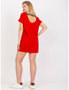 Fashionhunters Κόκκινη μπλούζα μεγαλύτερου μεγέθους με κοντά μανίκια