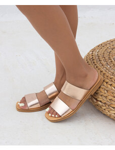 LOVEFASHIONPOINT Sandals Flat Γυναικεία Χάλκινα Δερμάτινα