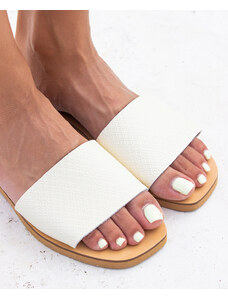 LOVEFASHIONPOINT Sandals Flat Γυναικεία Κρεμ Δερμάτινα