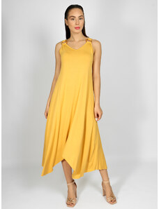 FREE WEAR Φόρεμα Γυναικείο Ριχτό Ασύμμετρο - Κίτρινο - 008005
