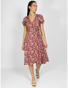 FREE WEAR Φόρεμα Μίντι Floral - Μπορντό - 016004