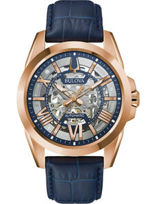 BULOVA Sutton Automatic - 97A161 Rose Gold case with Blue Leather Strap