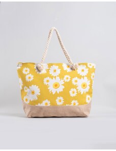 INSHOES Τσάντα θαλάσσσης με σχέδιο λουλούδια Κίτρινο