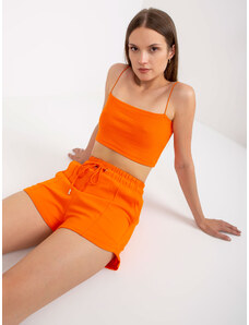 Fashionhunters Basic Πορτοκαλί Ψηλόμεσο Φούτερ Σορτς από την RUE PARIS