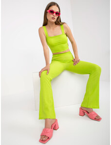 Fashionhunters Lime casual σετ με ψηλόμεσο παντελόνι