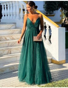 Amorada Μάξι φόρεμα glitter "Alexandra" μπεζ