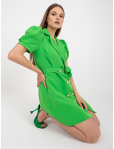 Fashionhunters Ανοιχτό πράσινο κομψό φόρεμα κοκτέιλ με κοντά μανίκια