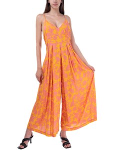 MADAME SHOU SHOU Wide-Legged Spaghetti Strap Jumpsuit With Back Zip Clementine pink floral