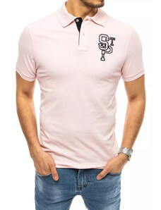 Ανδρικό μπλουζάκι πόλο με κέντημα ροζ Dstreet