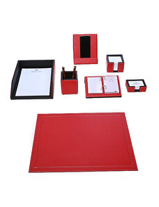 Bagcity Σετ Γραφείου κόκκινο 7 τεμαχίων με σουμέν δίγαζο 50 x 39 από γνήσιο δέρμα RED87LK - 1219-06