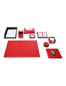 Bagcity Σετ Γραφείου κόκκινο 9 τεμαχίων με σουμέν 60 x 40 από γνήσιο δέρμα RDC72AL - 1246-06