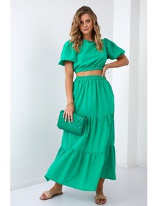 FASARDI Γυναικεία καλοκαιρινή μπλούζα με πράσινη φούστα