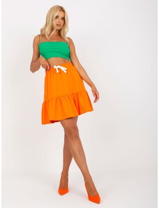 Fashionhunters Πορτοκαλί μίνι φούτερ φούστα με διακοσμητικά στοιχεία