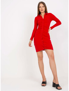 Fashionhunters Βασικό κόκκινο ριπ φόρεμα με κουμπιά RUE PARIS