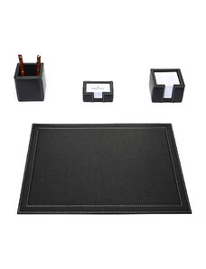Bagcity Σετ Γραφείου μαύρο 4 τεμαχίων με σουμέν δίγαζο 50 x 39 από γνήσιο δέρμα NOIR70DQ - 1216-01
