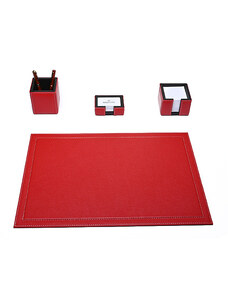 Bagcity Σετ Γραφείου κόκκινο 4 τεμαχίων με σουμέν δίγαζο 60 x 40 από γνήσιο δέρμα DOU03EM - 1225-06
