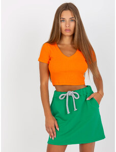 Fashionhunters Βασική πράσινη φούτερ μίνι φούστα με τσέπες