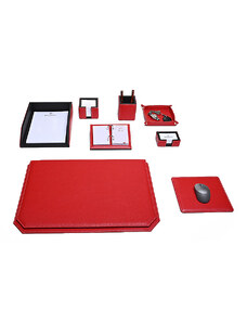 Bagcity Σετ Γραφείου κόκκινο 8 τεμαχίων με σουμέν καπάκι 60 x 40 από γνήσιο δέρμα RED66DK - 1212-06