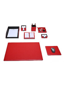 Bagcity Σετ Γραφείου κόκκινο 8 τεμαχίων με σουμέν 60 x 40 από γνήσιο δέρμα RCH77QH - 1245-06