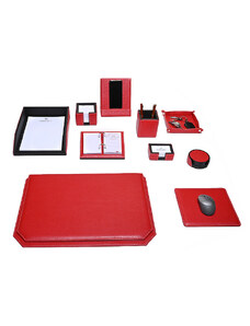 Bagcity Σετ Γραφείου κόκκινο 10 τεμαχίων με σουμέν καπάκι 54 x 38 από γνήσιο δέρμα RED25KL - 1206-06