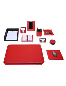 Bagcity Σετ Γραφείου κόκκινο 10 τεμαχίων με σουμέν καπάκι 60 x 40 από γνήσιο δέρμα RED58S - 1214-06