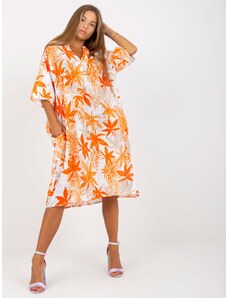 Fashionhunters Πορτοκαλί λεπτό oversize φόρεμα από βισκόζη